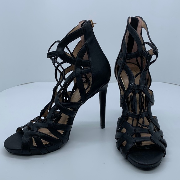 Jessica Simpson Black Lace Up the Front with Tassel And Gold Zippered Back! - Picture 2 of 10